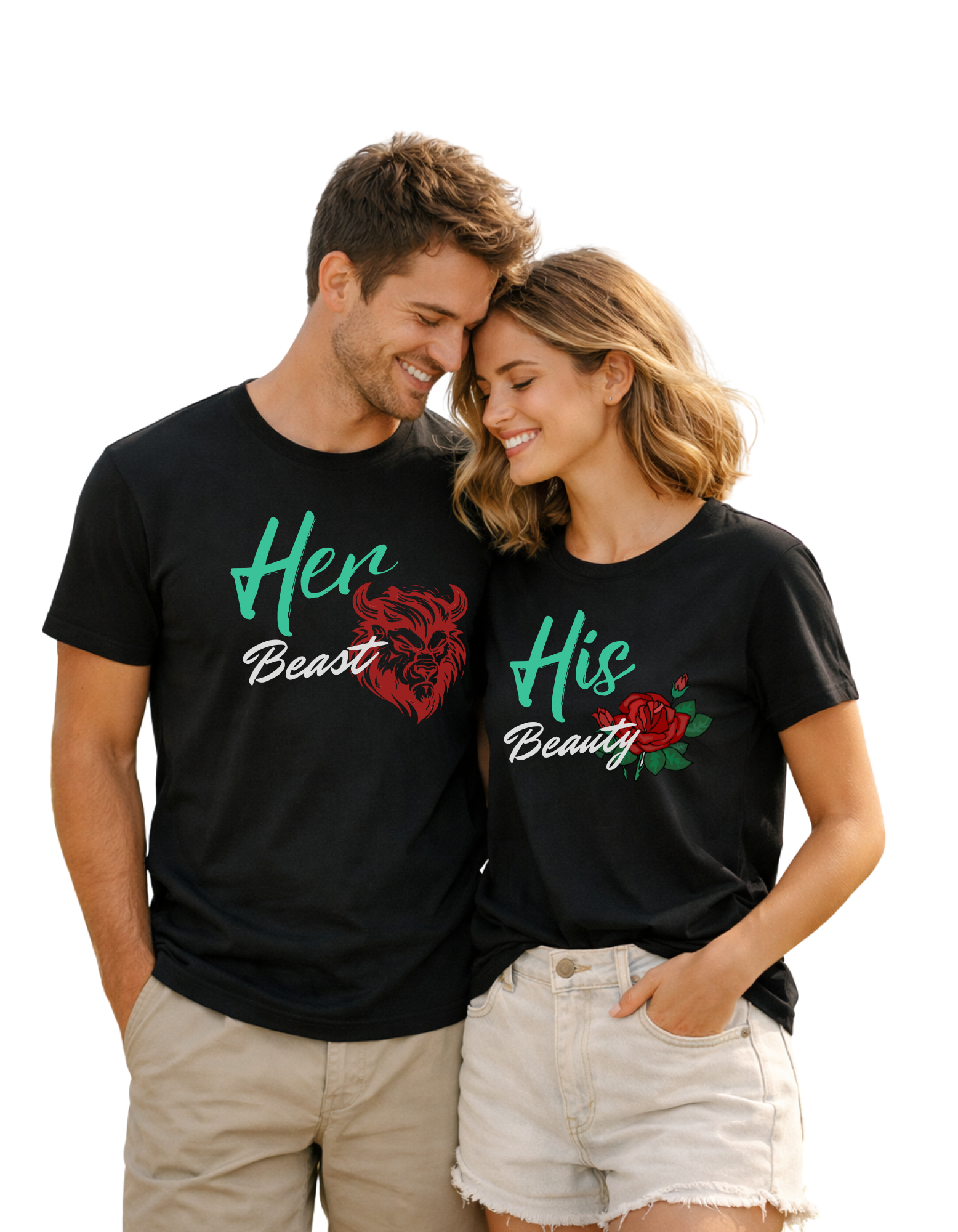 Beauty and the Beast  Couple  Graphic T-Shirt – Unisex Cotton Tees