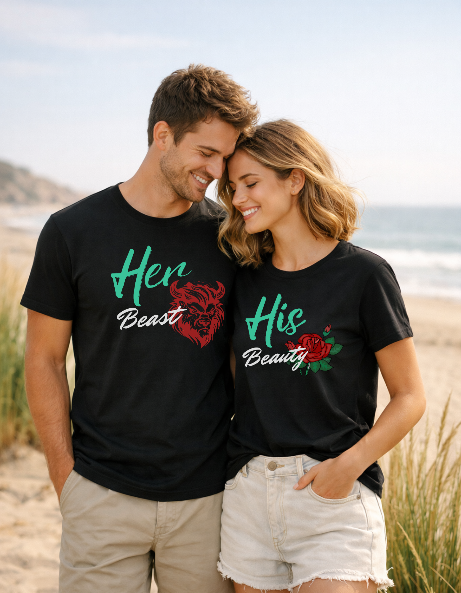 Beauty and the Beast  Couple  Graphic T-Shirt – Unisex Cotton Tees