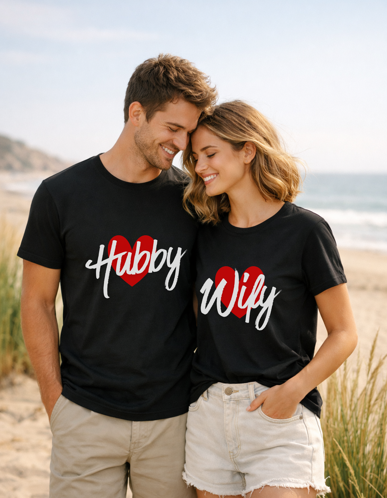 Hubby Wify Couple  Graphic T-Shirt – Unisex Cotton Tees